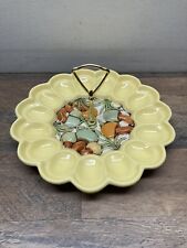 Vintage Retro Arnels Ceramic Mushroom Deviled Egg Platter Serving Plate w/Handle picture