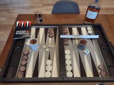 Vintage TOURNAMENT CRISLOID Backgammon COMPLETE Chocolate & Vanilla Swirl MCM picture