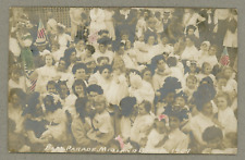 1909 Midland Beach Staten Island NY RPPC Baby Parade Moms Tinted Flags Postcard picture