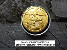 Old Rare Vintage Antique War Relic Federal Engineer Button Eagle Fort Rising Sun picture