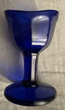Vintage Cobalt Blue Glass Eye Wash Cup Pedestal Ocular Care Apothecary picture