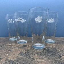 Set of 4 Diet Coke Glasses Clear Optic Swirl Classic Coca-Cola 6-1/8