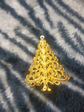 Vintage German Gold tone Filigree 3-D Christmas Tree metal ornament picture