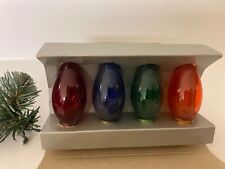 Vtg Yule 4PK Christmas Light Bulbs Twinkle  C 9 1/4 Multi Color NOS Lamps Clear picture