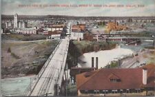 Postcard Bird's Eye View Showing Lower Falls Monroe St Bridge Spokane WA  picture