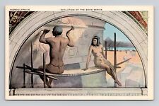 Postcard Mural Painting Library of Congress Washington DC, Antique B5 picture