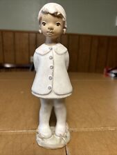 Vintage Elaine Carlock Hand Signed Standing Girl Long Braid Sculpture Statue picture