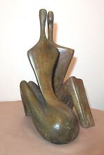 LARGE 2 pcs. modern Itzik Benshalom figural patinated nude bronze statue couple picture