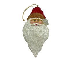 Vintage resin flat Santa Claus Head / Face Christmas Ornament 5 1/4 inches picture