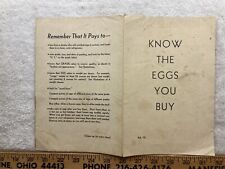 1949 US Department of Agriculture Know the Eggs You Buy Poster Grocery Store Vtg picture