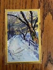 Vintage Just for Remembrance Embossed Postcard Tree Winter c1914 picture