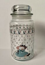 Vintage 1988 CHD Anchor Hocking Country Cat Glass Jar - Large - Farmhouse - USA picture