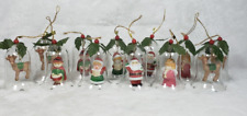 12 Vintage Glass Bell Christmas Ornament Ceramic Figurine Clackers 1960s Taiwan picture