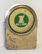 Vintage Muskogee, Oklahoma Porter Crew Drug Brass Magnetic Clip Pharmacy History picture