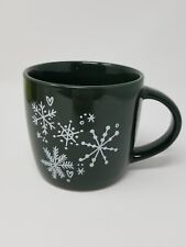 Starbucks Holiday Coffee Tea Hot Chocolate Mug Green W/ Snowflakes 14 Oz NEW picture