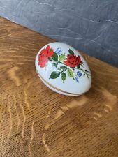 vintage antique porcelain red rose egg jewelry trinket stash box  picture