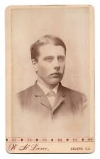 C. 1880s CDV W.H. LANE HANDSOME YOUNG MAN IN SUIT WITH MUSTACHE GALENA ILLINOIS picture