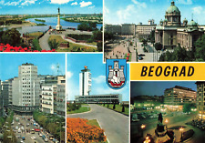 Belgrade Serbia, Famous Landmarks Multi View, Vintage Scalloped Postcard picture
