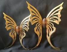 Vintage Lot Of (2) Home Interior Gold Foil Butterflies Wooden Center Wall Decor picture