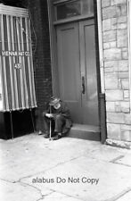 Orig 1960s NEGATIVE Homeless Man Sitting Outside Vienna Hat Co Washington DC picture