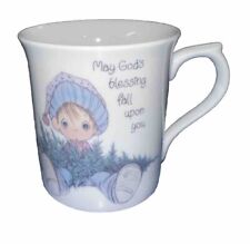 1985 Precious Moments Porcelain Cup Mug God's Blessing Fall Holiday Tree Boy  picture