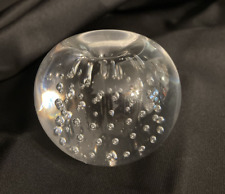 Art Glass Clear Paperweight w/Controlled Bubbles Vintage Made in Taiwan R.O.C. picture