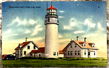 Highland Light Cape Cod Massachusetts Lighthouse 1945 Linen Postcard 2851 picture