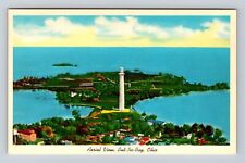 Put-In-Bay OH-Ohio, Aerial Of Town Area, Antique, Vintage Souvenir Postcard picture