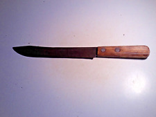 Old Butcher Knife Carbon Steel Thick Wood Handles 12 3/4