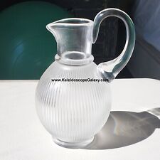 Lalique France Crystal Art Glass Langeais Ribbed Pitcher Signed 8 3/4