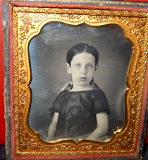 1/6th size Daguerreotype of young girl in half case picture