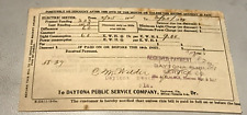 From Wilder Estate, 2/25/1914 City Daytona Beach Fl Public Service Co  Elec Bill picture