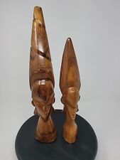 2 Vintage Carved Wooden Female Bust Statue Figure FIJI Polynesian Style Decor  picture