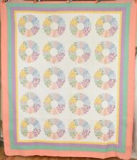 BEAUTIFUL Vintage 30's Dresden Plate Antique Quilt ~AMAZING HAND QUILTING picture