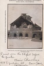 Stanford University Memorial CHURCH San Francisco Earthquake Fire Postcard 1906 picture