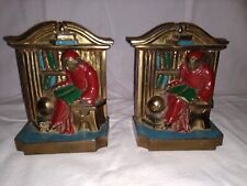 BRASS PRIEST / MONK IN LIBRARY BOOKENDS - 1922 RONSON POLYCHROME picture