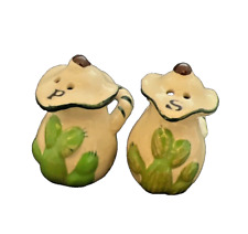 Cactus Salt and Pepper Shaker Set  Cork Stoppers Empress Ceramic Made in Japan picture