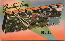 1940s UNION, New Jersey Large Letter Postcard Multi-View - Coronet Linen #88128 picture