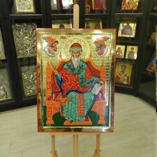 Saint Spyridon Orthodox Icon Hand Painted 24k Gold Ikone Heiliger Spyridon picture