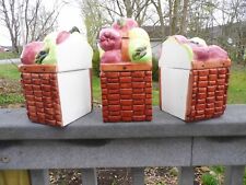 Vtg.Block Country Orchard by Gear 3-piece Ceramic Canister Set, Rare $39.99 picture