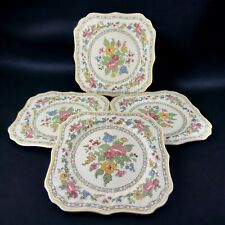 Antique Royal Doulton The Cavendish Porcelain Square Dish Plate Set 4 England picture