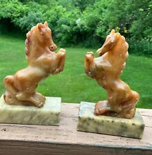 Vintage Carved Marble Horse Head Bookends. picture