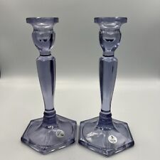 Fenton Pair Of Glass 8.5in Lavender Candlesticks picture