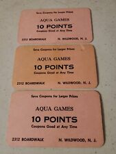 3 Lot Rare Vintage Original Aqua Games Wildwood NJ Boardwalk Gaming Tickets picture