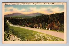 Cumberland MD-Maryland, Scene On National Highway, US 40, Vintage Postcard picture