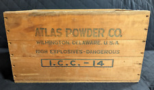 VINTAGE ATLAS POWDER WOODEN CRATE WOOD BOX HIGH EXPLOSIVES DYNAMITE ADVERTISING picture