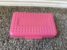 Spacemaker Pencil Box Case, Pink Top, Clear Frosted Bottom, 1990’s Vintage picture