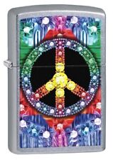 Zippo Jeweled Peace Sign Lighter, Street Chrome NEW IN BOX picture