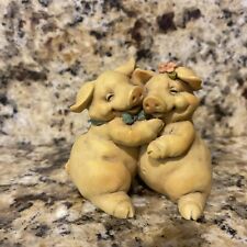 Vintage Resin (1992) Pigsville Pig Couple in Love Hugging 2 1/2” Tall picture