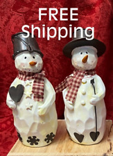 LOT of 2 ~~~ Snowmen  with Metal Hats ( 6